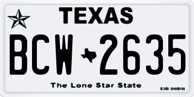 TX license plate BCW2635