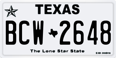 TX license plate BCW2648