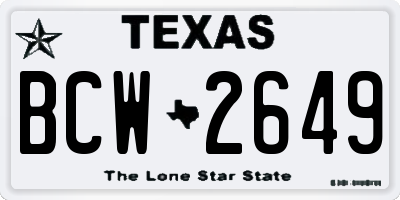 TX license plate BCW2649