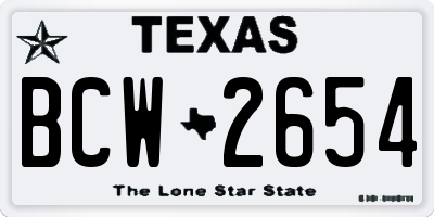TX license plate BCW2654