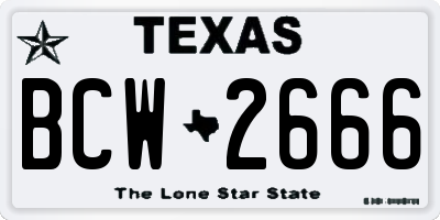 TX license plate BCW2666