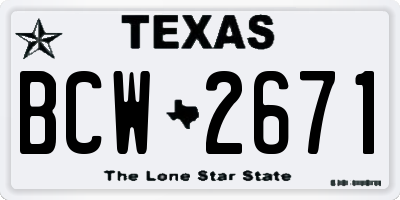 TX license plate BCW2671