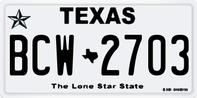 TX license plate BCW2703