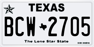 TX license plate BCW2705