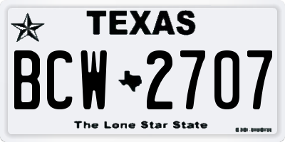 TX license plate BCW2707