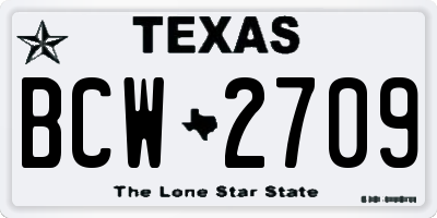 TX license plate BCW2709