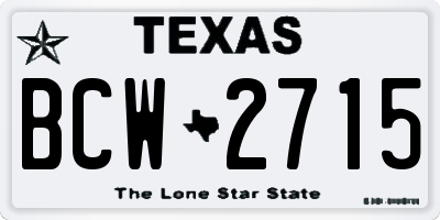TX license plate BCW2715