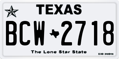 TX license plate BCW2718