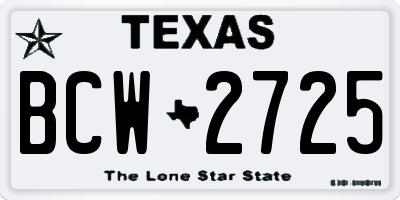 TX license plate BCW2725