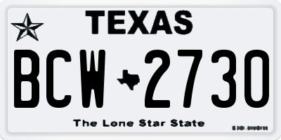 TX license plate BCW2730