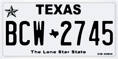 TX license plate BCW2745