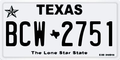 TX license plate BCW2751