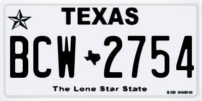 TX license plate BCW2754