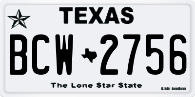 TX license plate BCW2756
