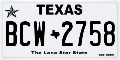 TX license plate BCW2758