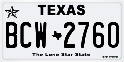 TX license plate BCW2760