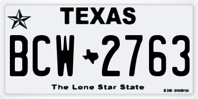 TX license plate BCW2763
