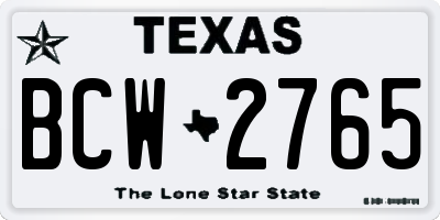 TX license plate BCW2765