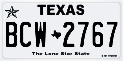 TX license plate BCW2767