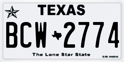 TX license plate BCW2774