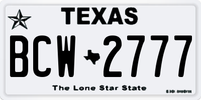 TX license plate BCW2777