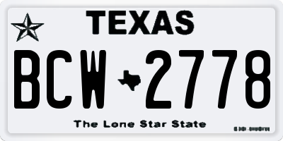 TX license plate BCW2778