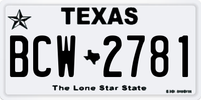 TX license plate BCW2781