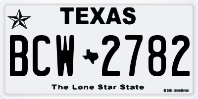TX license plate BCW2782