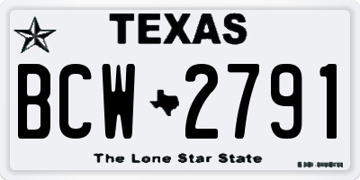 TX license plate BCW2791