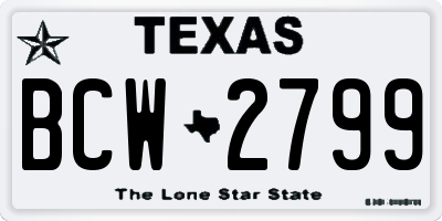 TX license plate BCW2799