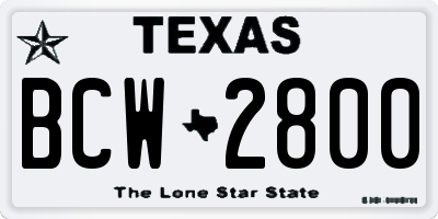 TX license plate BCW2800