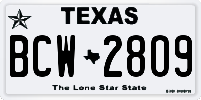 TX license plate BCW2809