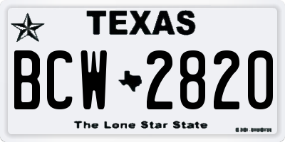 TX license plate BCW2820