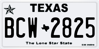 TX license plate BCW2825