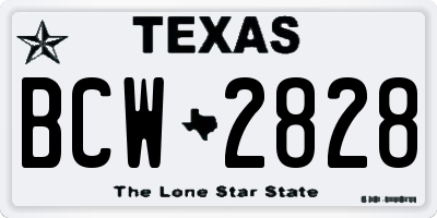 TX license plate BCW2828