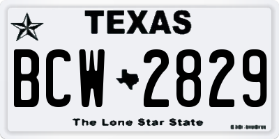 TX license plate BCW2829