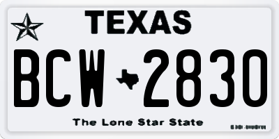 TX license plate BCW2830