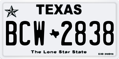 TX license plate BCW2838