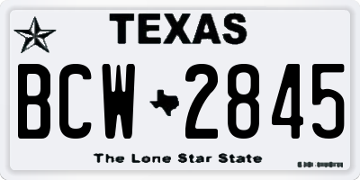 TX license plate BCW2845