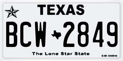 TX license plate BCW2849