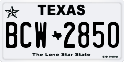 TX license plate BCW2850