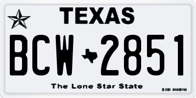 TX license plate BCW2851
