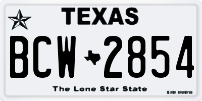 TX license plate BCW2854