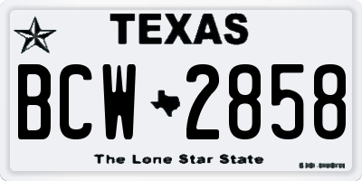 TX license plate BCW2858
