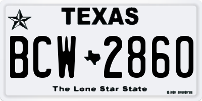 TX license plate BCW2860
