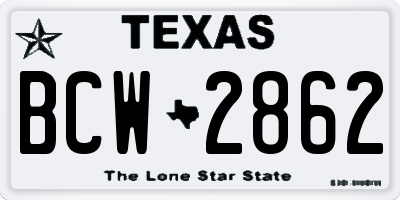 TX license plate BCW2862