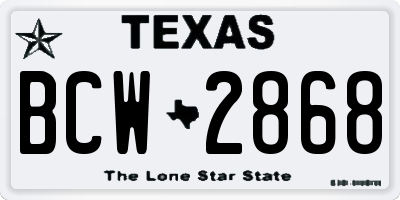 TX license plate BCW2868