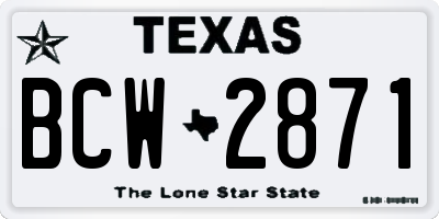 TX license plate BCW2871