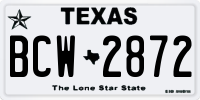 TX license plate BCW2872