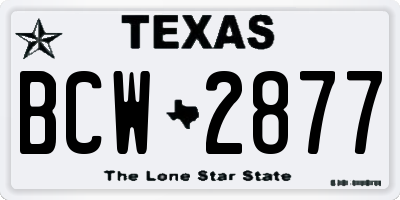TX license plate BCW2877